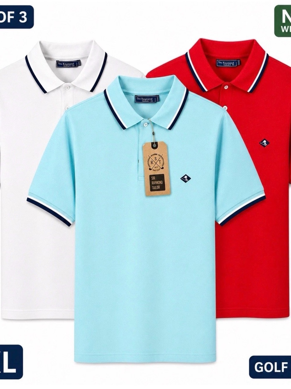 NWT Sir Raymond Tailor Polo Shirt 3 Pack Men’s 2XL Golf Casual